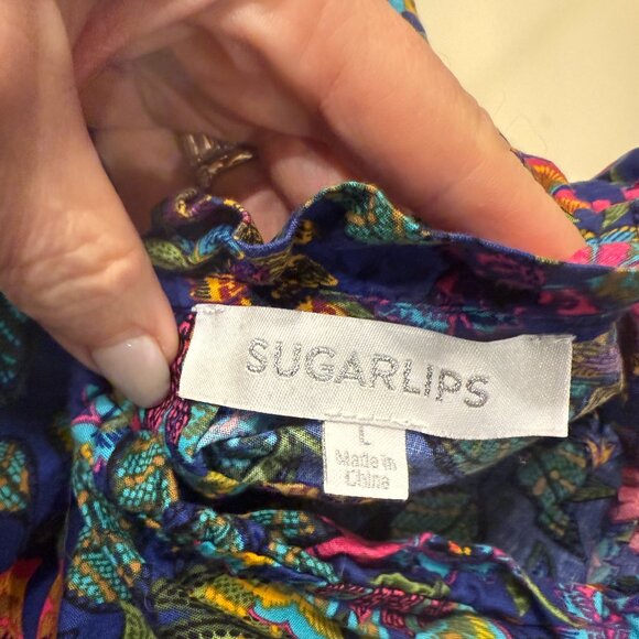 Sugarlips Floral Print Ruffle Sleeve Blouse Large - Picture 6 of 6